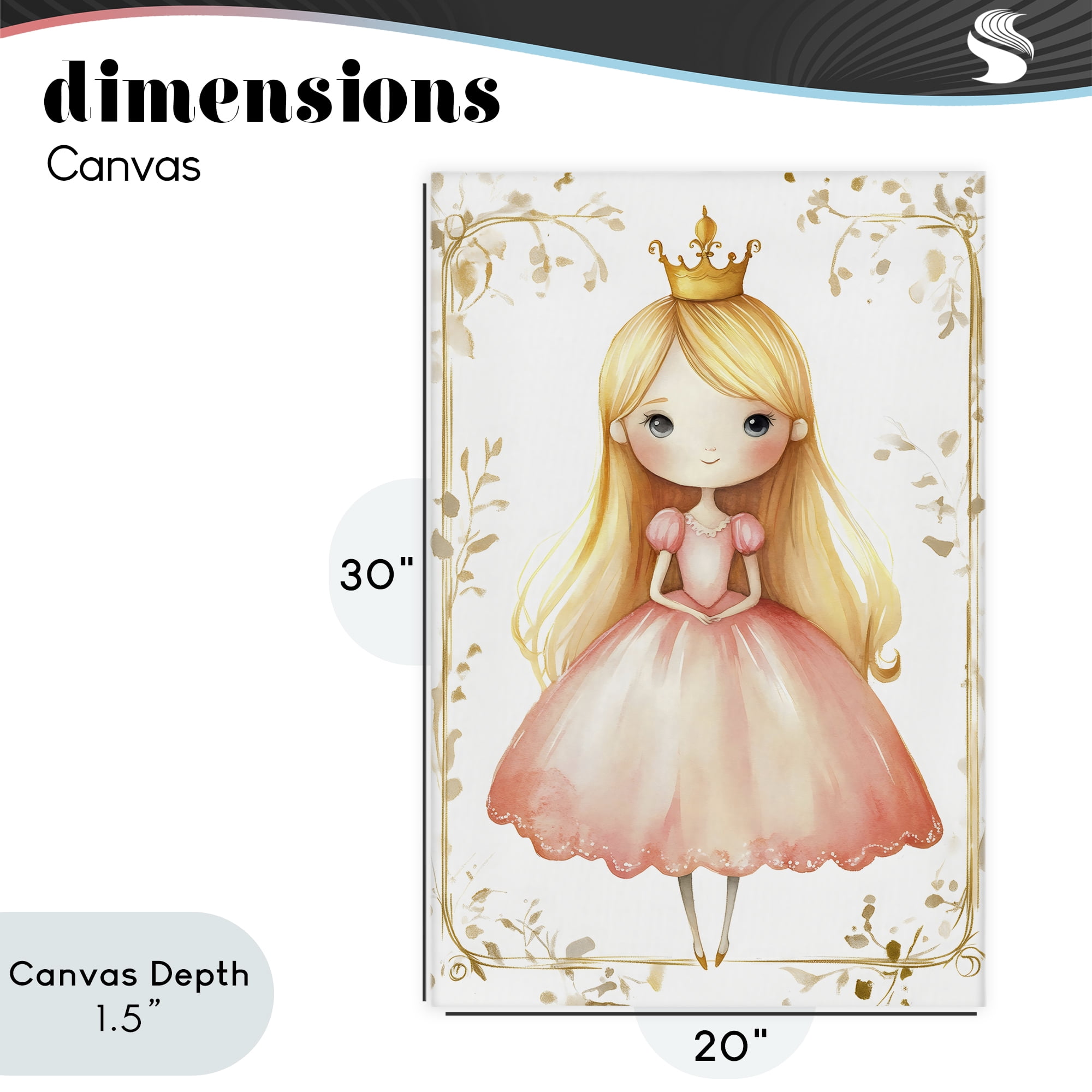 Stupell Industries Golden Crown Fairytale Princess Canvas Wall Art, design by Creative Studio