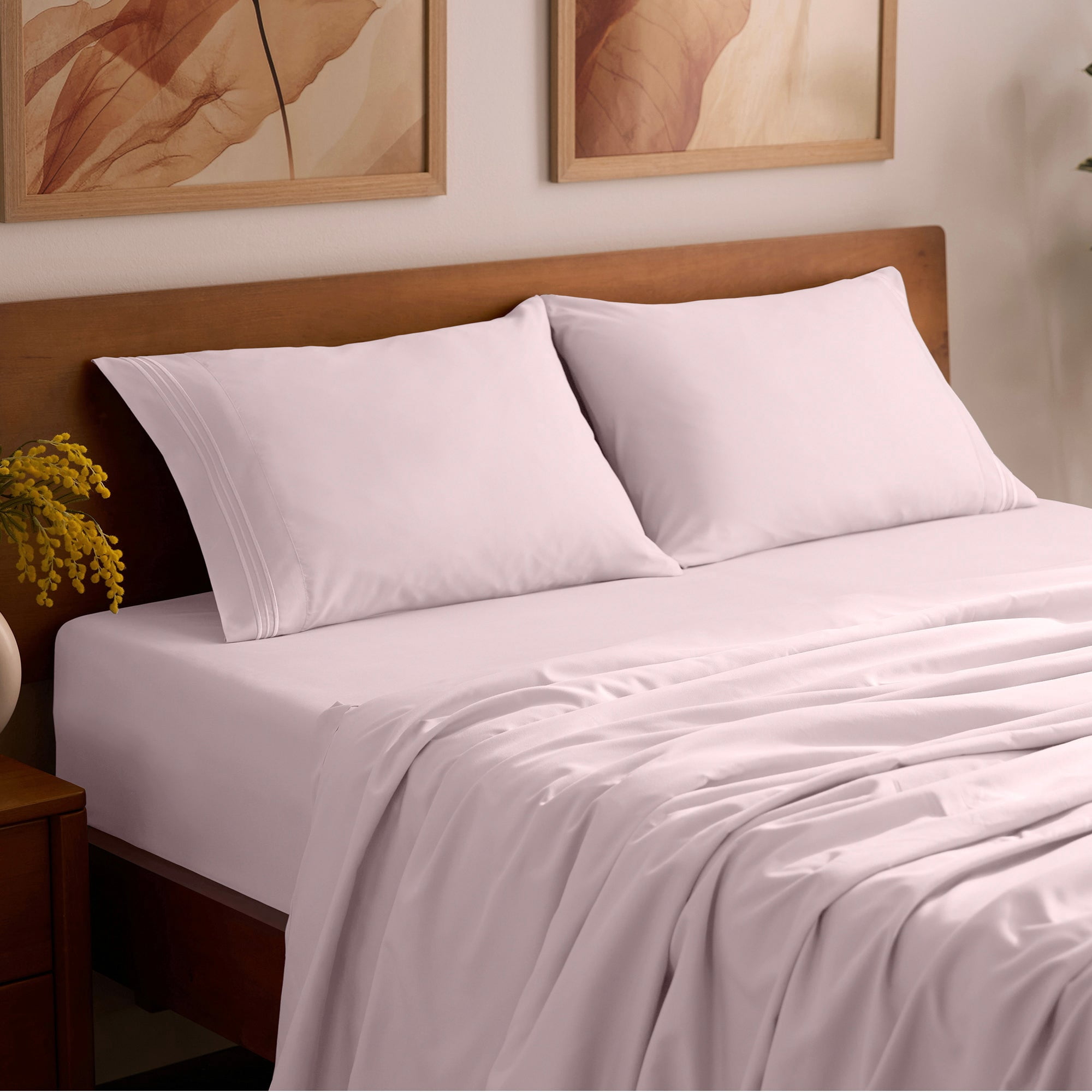 Mellanni 4-Piece Iconic California King Bedsheet Set - Microfiber, 16" Deep Pocket, Cooling, Wrinkle, Fade, Stain Resistant, Blush Pink