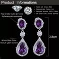 thumbnail image 5 of Trendy Cubic Zircon Water Drop Allure Purple Dangle Drop Bridal Party Earrings, 5 of 9