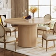 thumbnail image 7 of 47" Farmhouse Kitchen Table, Round Dining Table for 4 with Sturdy Fluted Metal Base, 7 of 7