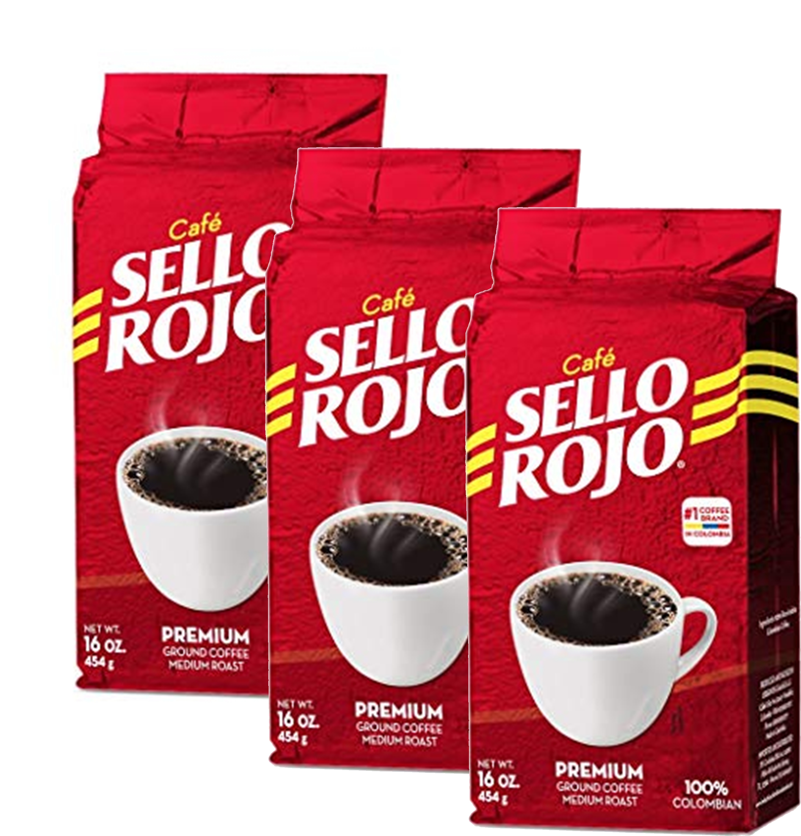 Cafe Sello Rojo 100 Premium Colombian Coffee, Pack of 3