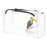 PENNZONI Macaw & Parrot Carrier, Large Bird Acrylic Cage w/ Feeder Bowls