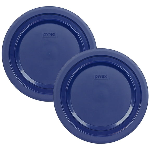 Pyrex 7404-PC Blue Plastic Round Plastic Replacement Lid Cover (2-Pack)