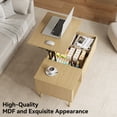 thumbnail image 4 of YouTrend Fluted Lift Top Coffee Table with Storage, Rising Coffee Tables with Hidden Compartment, Wood Center Table for Living Room Office, Natural, 4 of 7