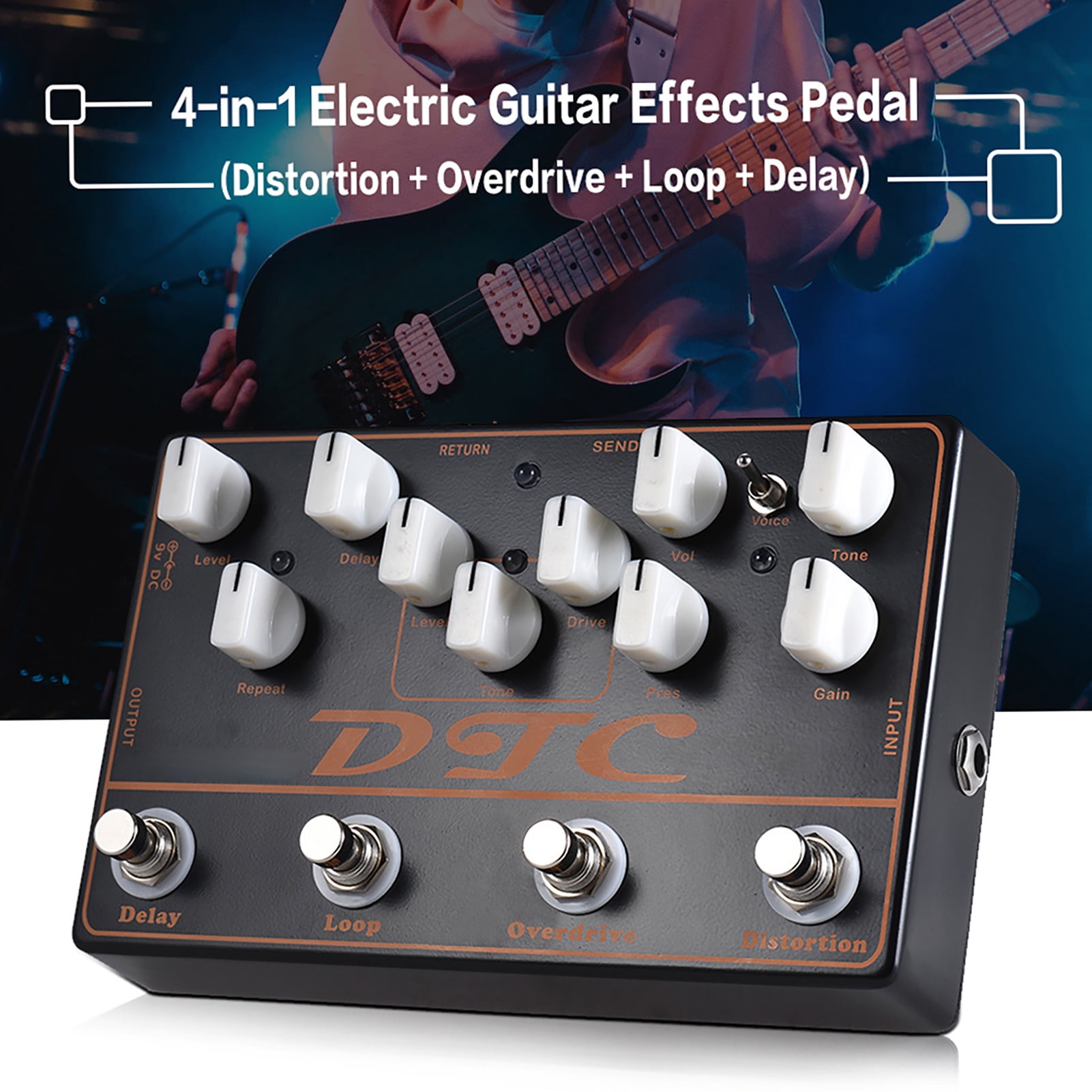 overdrive effect pedal Pedal MOSKYAudio DTC 4-in-1 Electric Guitar Effects Pedal Distortion + Overdrive + Loop + Delay