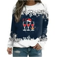 thumbnail image 1 of Chandails à Capuchon pour Adolescentes T-shirt Imprimé d'Hiver pour Femmes Manches Longues Blouse Col Rond Hauts Décontractés Chandails en Molleton Mignons en Liquidation, 1 of 3