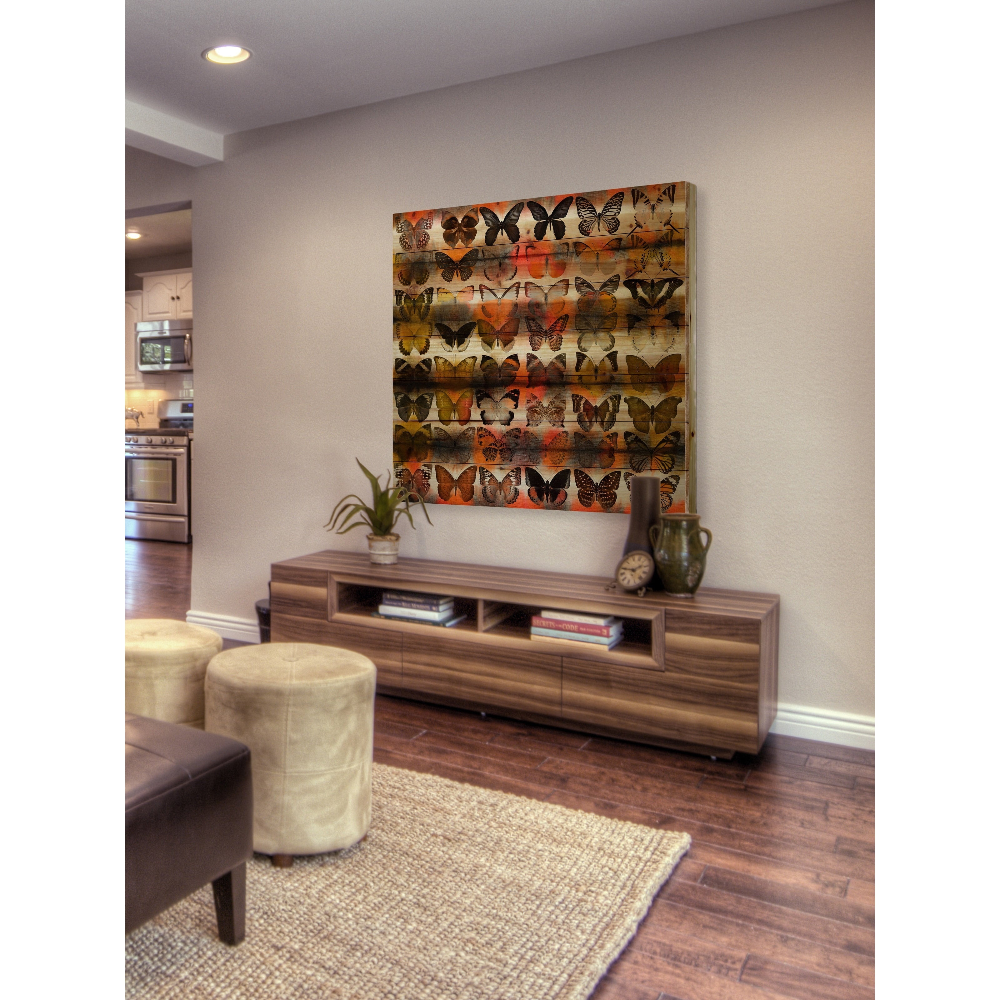 Parvez Taj Moths in Rows Pinewood Wall Art, 32" x 32"