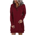 thumbnail image 2 of Lindreshi Sweatshirts for Women Loose Fit with Hood Fall and Winter Long Sleeve Dress for Women Hooded Solid Casual Dress, 2 of 5