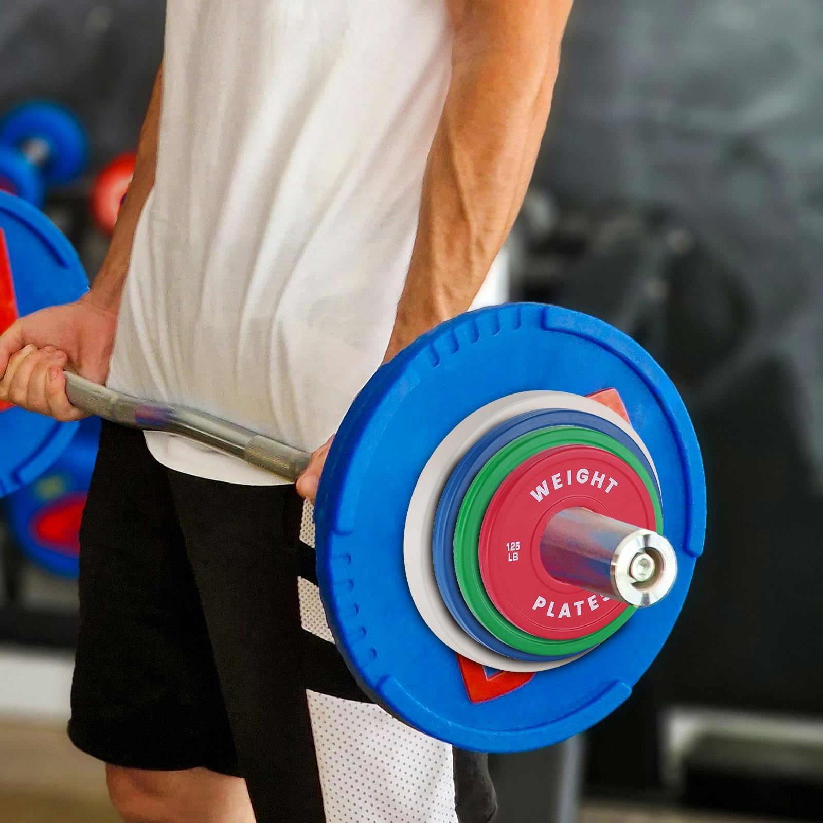 QinaQin 5-Pound Fractional Barbell Plates, 2 Plates Per Set, Color-Coded Rubber-Coated, Suitable for 2-Inch Olym-pic Barbells
