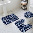 thumbnail image 3 of Summer Ocean Bathroom Rugs Set Modern Blue Shell Conch Nautilus Non Slip Absorbent Soft Bath Mats 3 Piece Set with Bathroom Rug, U-Shaped Floor Mat, Toilet Seat Cover Small Size, 3 of 9