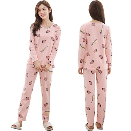 

2pcs Women s Pajama Sets Super-Soft Short & Long Sleeve Top Home Clothes Pink XL