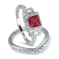 thumbnail image 3 of LaRaso & Co His Her Red Silver Wedding Ring Set Ruby CZ Engagement Wedding Ring Set 5/12, 3 of 7