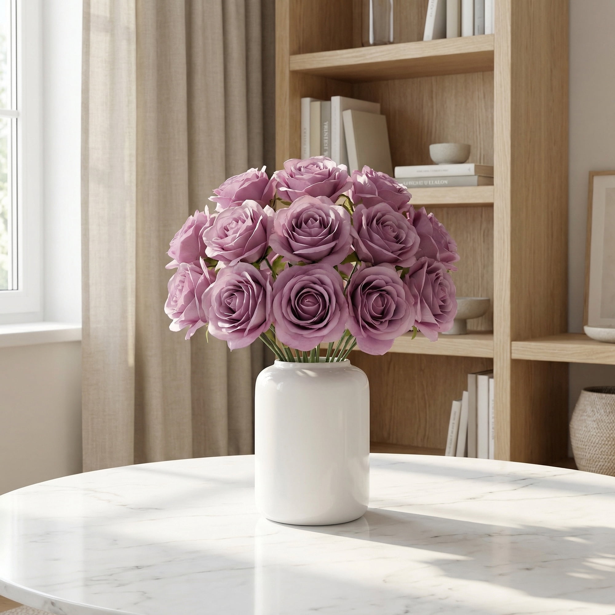 Unique Bargains Artificial Roses Silk Detachable Heads Bouquet for Crafts Purple 5.9 in