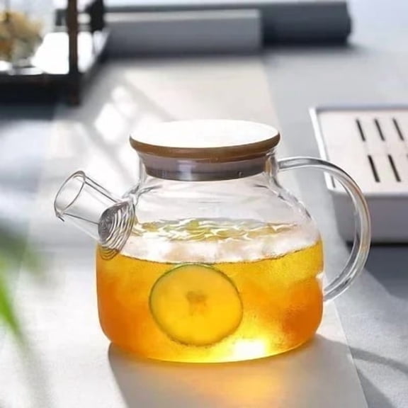 1L/1.8L Transparent Borosilicate Glass Teapot Heat-Resistant Large Clear Tea Pot Flower Tea Set Puer Kettle Cup Office Home Tool