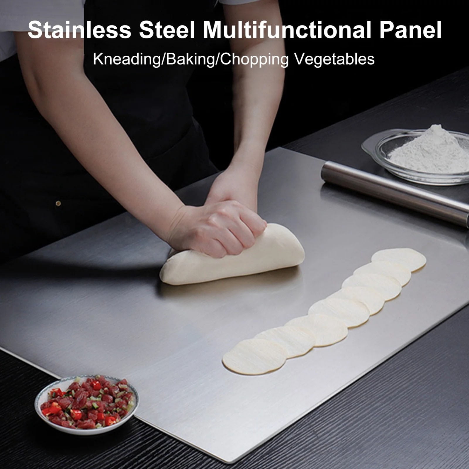 Single Stainless Steel Cutting Board Food Prep Stainless Steel Cutting Board With Lip Stainless Steel Chopping Board Thickened Kitchen Cutting Board Double Sided Non Slip Metal Prep Board