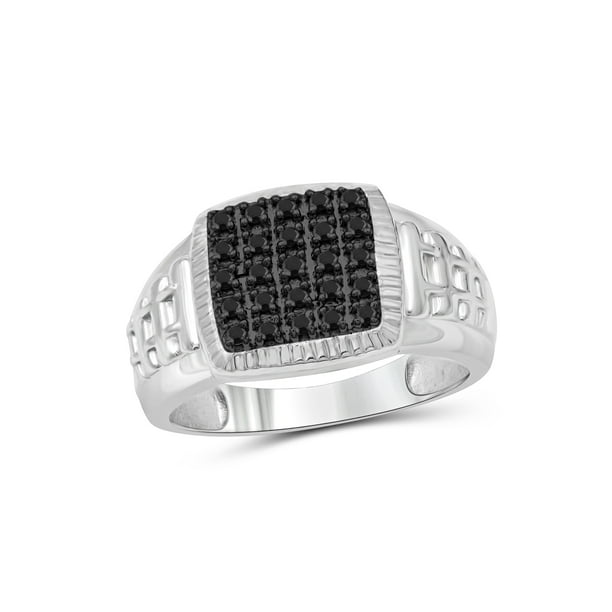 Black Diamond Rings for Men 0.25 CTW Genuine Black Diamond Ring for Men