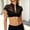 A154 Black, variant on Womens High Neck Lace Crop Top Short Sleeve Sheer Floral Mesh Embroidery Hollow Out Elegant Slim Fit Party Night Out Clubwear Fashion Statement Tops Blouses