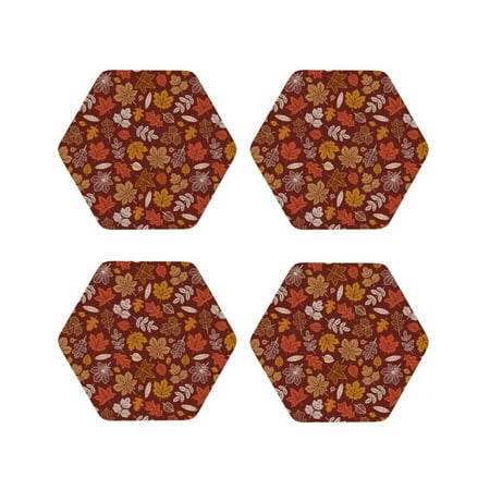 

Tideii Autumn Forest3 for Leather Coasters 4 Pieces Anti-fouling and Anti-scalding Decorative Coasters Suitable for Restaurants Kitchens Coffee Shops-Hexagon