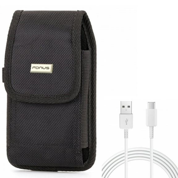Type-C 10ft USB-C Cable w Swivel Case Belt Clip for Samsung Galaxy A73 5G,A53 5G,A33 5G Phones - Charger Cord Power Wire USB, Holster Rugged Cover Pouch