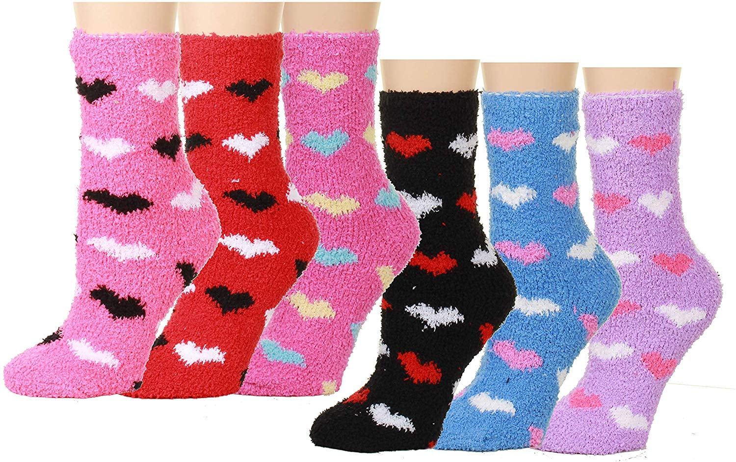 Valentine's Day Soft Crew Socks XOXO Kiss Hug Love Prints, Women's Size ...