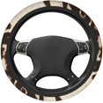 thumbnail image 3 of Steering Wheel Covers Brown Cowhide Print, Anti Slip Washable Stretchy Environmental Car Steering Wheel Protector Universal 15 Inch Auto Car Wrap Cover Car Accessories for Women Girls, 3 of 8