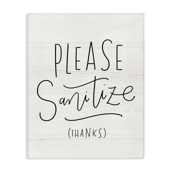 Stupell Industries Farmhouse Please Sanitize Phrase Minimal Rustic Text Canvas Art, 16 x 20, by Loni Harris
