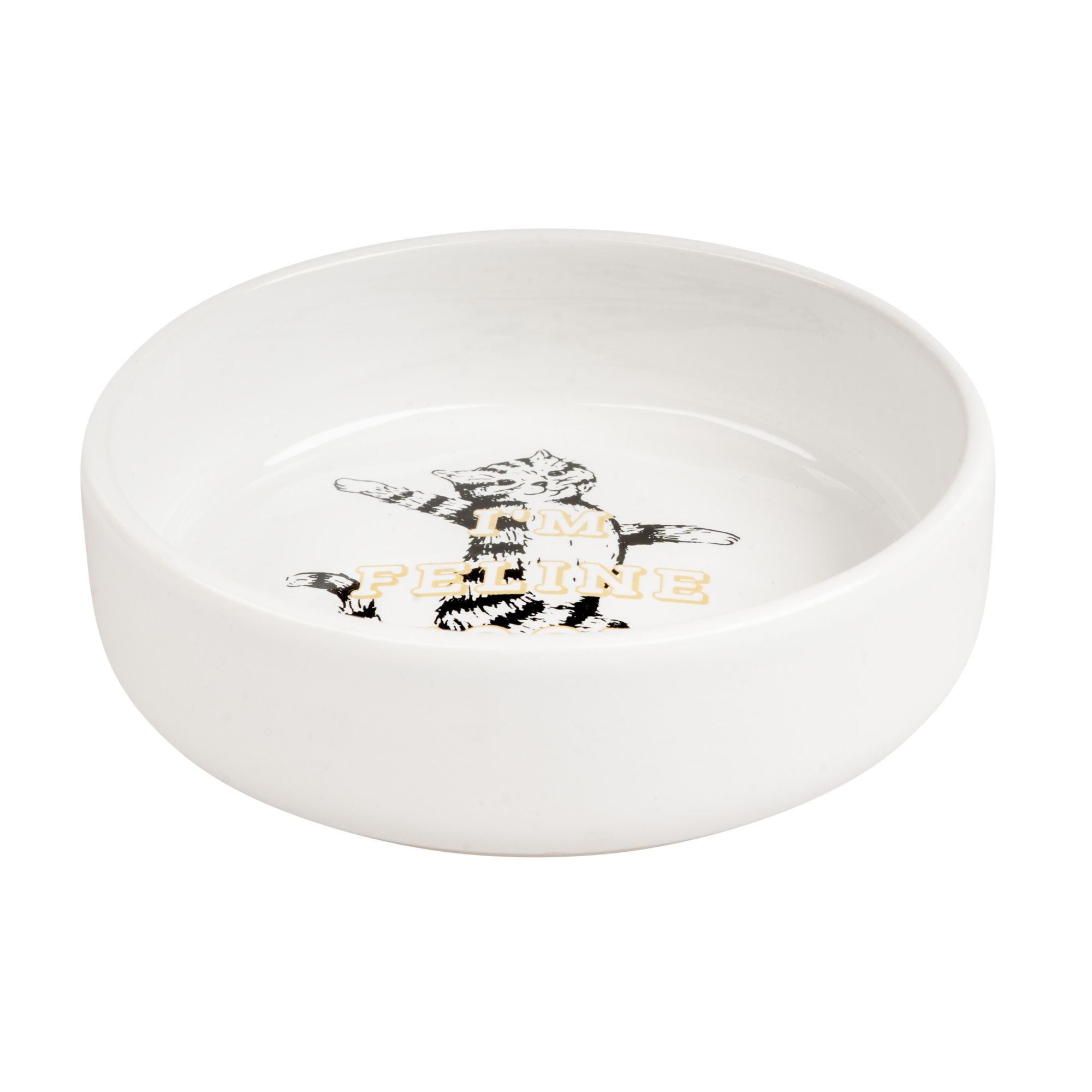 Harry Barker I'm Feline Good Ceramic Cat Bowl, White, O/S