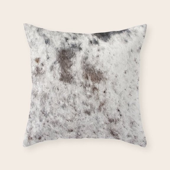 Mottled Cowhide Pattern Gray and White Velvet Throw Pillow Cover, Cover Only, No Insert