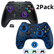 2 Pack Switch Pro Controller for Nintendo Switch Controller/Switch 2/Switch Lite/OLED, Wireless Switch Controllers with LED Light, Programmable, TURBO & Wakeup