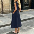 thumbnail image 5 of QUNYINEY Blue Casual Summer Dresses for Women 2026 Sleeveless Button Down Midi A Line Sundress with Pockets Loose Fit Collared Dresses S-2XL, 5 of 5