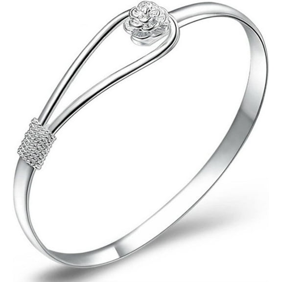 Womens Bracelets, Bangle Bracelets, Bracelet Opening Design Flower Buckle Electroplating Bright Luster Unfading Decorate Jewelry Gifts Light Luxury Bangle for Banquet