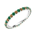 thumbnail image 2 of 925 Sterling Silver Full Eternity Round Smoky Quartz & Emerald Ring For Women, 2 of 2