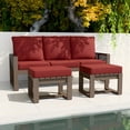 thumbnail image 6 of EAGLE PEAK 3 Pieces Natural Real Wood Cedar Outdoor Patio Conversation Set Spacious Seat 3-Seater Sofa Set with Red Cushions, Ottomans, 6 of 8