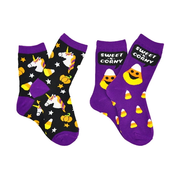 Everything Legwear Girls Candy Corn Halloween 2 Pair Crew Socks