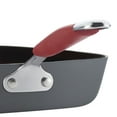 thumbnail image 4 of Rachael Ray Cucina Hard-Anodized Nonstick 11-Inch Deep Square Grill Pan, Gray with Cranberry Red Handle, 4 of 7