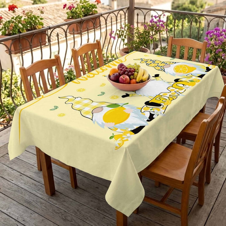 Summer Lemon Dwarf Table Cloth 60x84in, Waterproof Rectangle