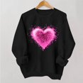 thumbnail image 2 of Womens Valentines Day Gifts Soft Heart Tee Hoodless Round Neck Pullover Shirts Casual Long Sleeved Top ECG Love Tees Comfy Romance Outfits Classic Couple Clothes, 2 of 6