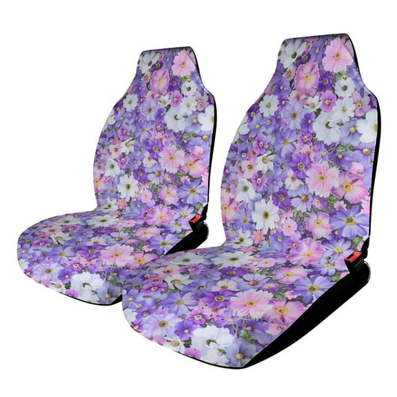Floral Colorful Flower Car Seat Covers Front Seat Protector Cover Mat Full Set of 2pc Universal Bucket Seat Cover for Car SUV Automotive
