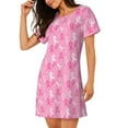 thumbnail image 2 of Kdxio Chemise de Nuit pour Femmes Sensibilisation au Cancer du Sein (3) Imprimé Manches Courtes Chemise de Nuit Décontractée Imprimée Robe de Nuit Ample Confortable Pyjama, 2 of 6