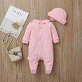 thumbnail image 3 of Newborn Baby Girl Clothes 3D Flower Romper Jumpsuit Long Sleeve Ruffled Footie Bodysuit Hat Outfit Set 2PCS, 3 of 3