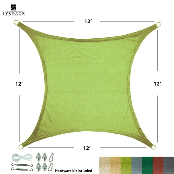 LyShade 12' x 12' Square Sun Shade Sail Canopy with Stainless Steel