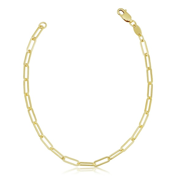 KoolJewelry Solid 14k Yellow Gold Filled Paperclip Chain Bracelet for Women (2.5 mm, 7.5 inch)