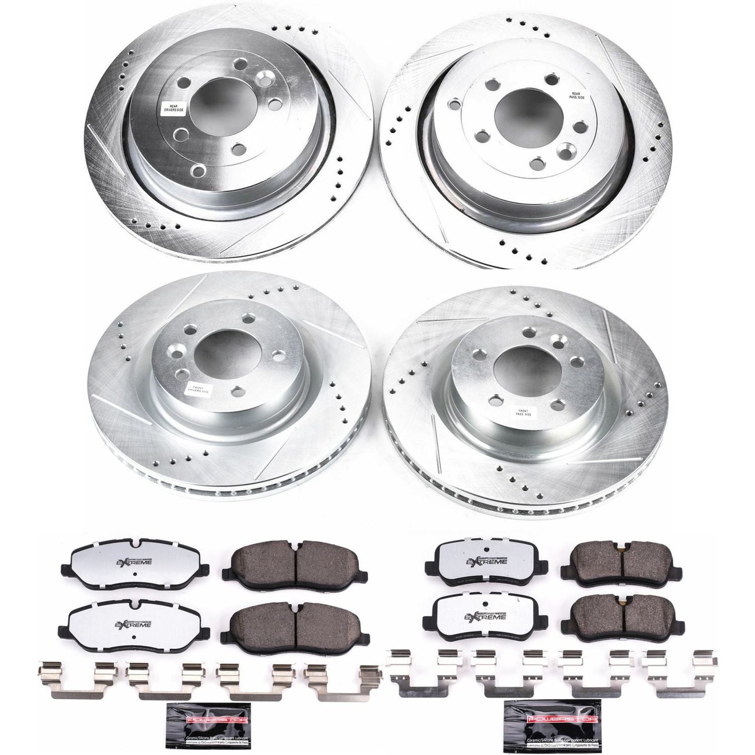 PowerStop Front and Rear Z36 Truck & Tow Carbon-Fiber Ceramic Brake Pad and Drilled and Slotted Rotor Kit Fits: LAND ROVER Select Models K6048-36