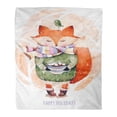 thumbnail image 1 of KDAGR Throw Blanket Warm Cozy Print Flannel Cute Little Fox Just Like to Drink Hot Coffee Watercolor and Bird in Cristmas Comfortable Soft for Bed Sofa and Couch 58x80 Inches, 1 of 1