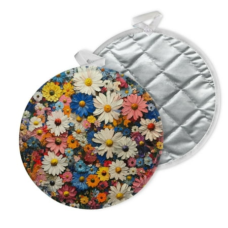 

2 PCS Pot Holders for Kitchen Potholders Sets with Hook for Oven Cooking Baking Colorful Daisy - Filled Artwork