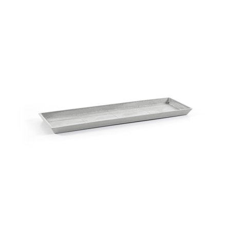 Ecopots Rectangular In/Outdoor Recycled Plastic Planter Flowerpot Saucer  White Grey  17.7