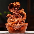 thumbnail image 4 of Snake Statue 1 Piece Small Wooden Chinese Feng Shui Snake Figurines 2025 Year of The Snake Gift Zodiac Snake Sculpture Home Office Tabletop Ornaments for Luck Success Wealth, 4 of 7