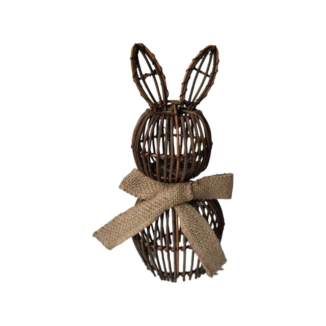 Easter 7.87" Wicker Easter Rattan Rabbit Decorations - Easter Rattan Bunny Outdoor Woven Wicker Rabbit Topiary, Easter Porch Decor Spring Rabbit Decoration for Home Farmhouse Table Kitchen