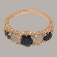 thumbnail image 5 of LBG British Made 10k Rose Gold Real Genuine Sapphire & Opal Womens Band Ring - 33 size options - Size 5.75, 5 of 6