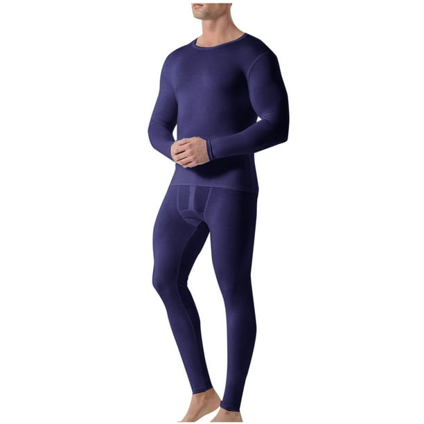 Conjuntos de ropa interior térmica para hombre, ropa interior y pantalones casuales de manga larga, de alta elasticidad, que mantienen el calor, de poliéster, tops y pantalones.